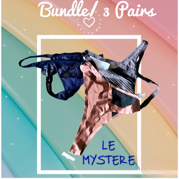 Bundle: 3 Pair LE MYSTYRE Thong Underwear, NEW, Small - Picture 2 of 6